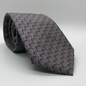 Oscar de la Renta Tie 3 1/4” Silver Wine White